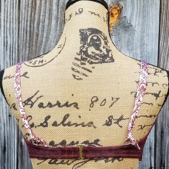 Bandeau Bikini Top Athleta Aqualuxe Batik Size XS Maroon Stretch Convertible EUC - Picture 5 of 11